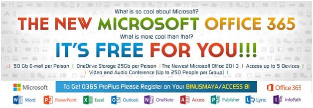 Free Office 365 untuk BiNUSIAN !!