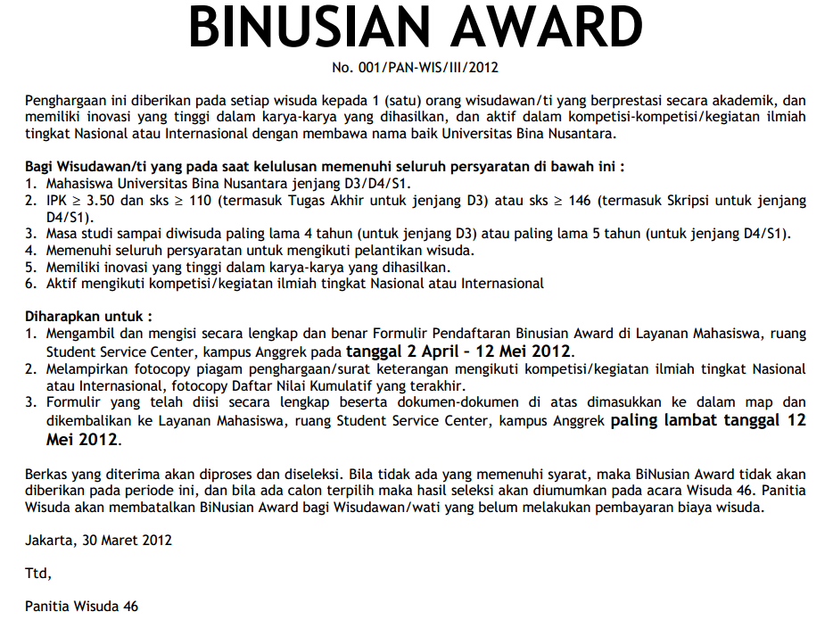 Binusian Award